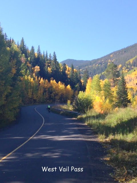 Biking up Vail Pass